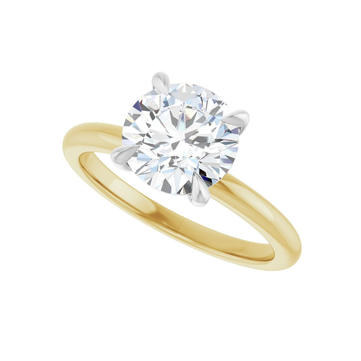 Sapphire Row Lab-Grown Round Diamond Claw-Prong Engagement Ring - 14K Yellow & White Gold, 2 ctw (view 5)