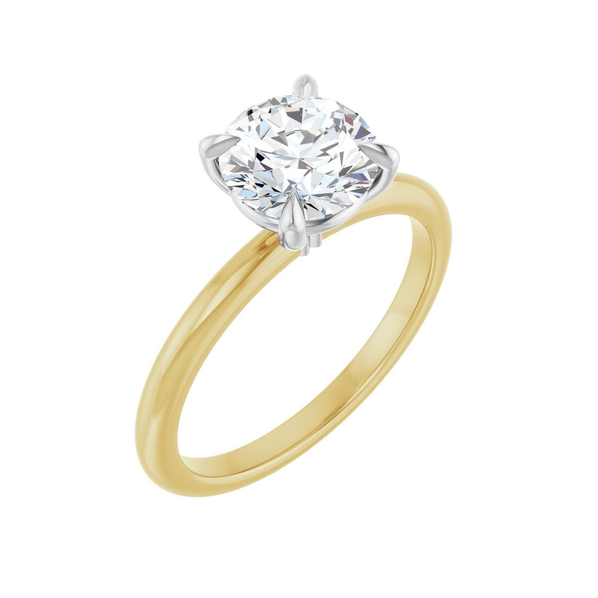 Sapphire Row Lab-Grown Round Diamond Claw-Prong Engagement Ring - 14K Yellow & White Gold, 1 1/2 ctw