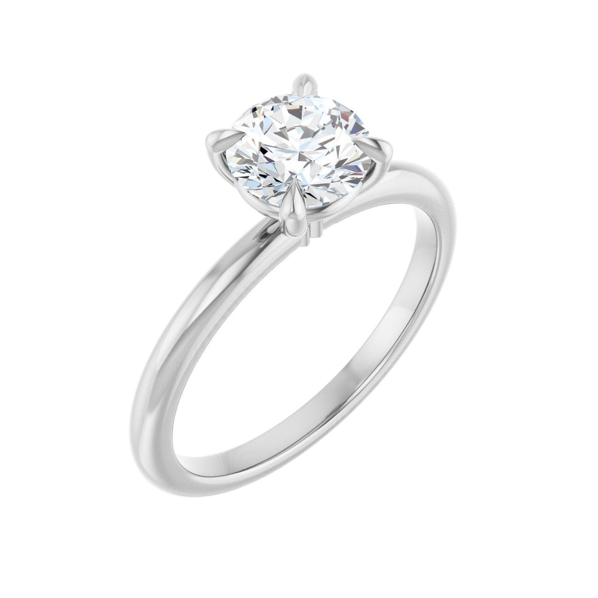 Sapphire Row Lab-Grown Round Diamond Claw-Prong Engagement Ring - 14K White Gold, 1 ctw