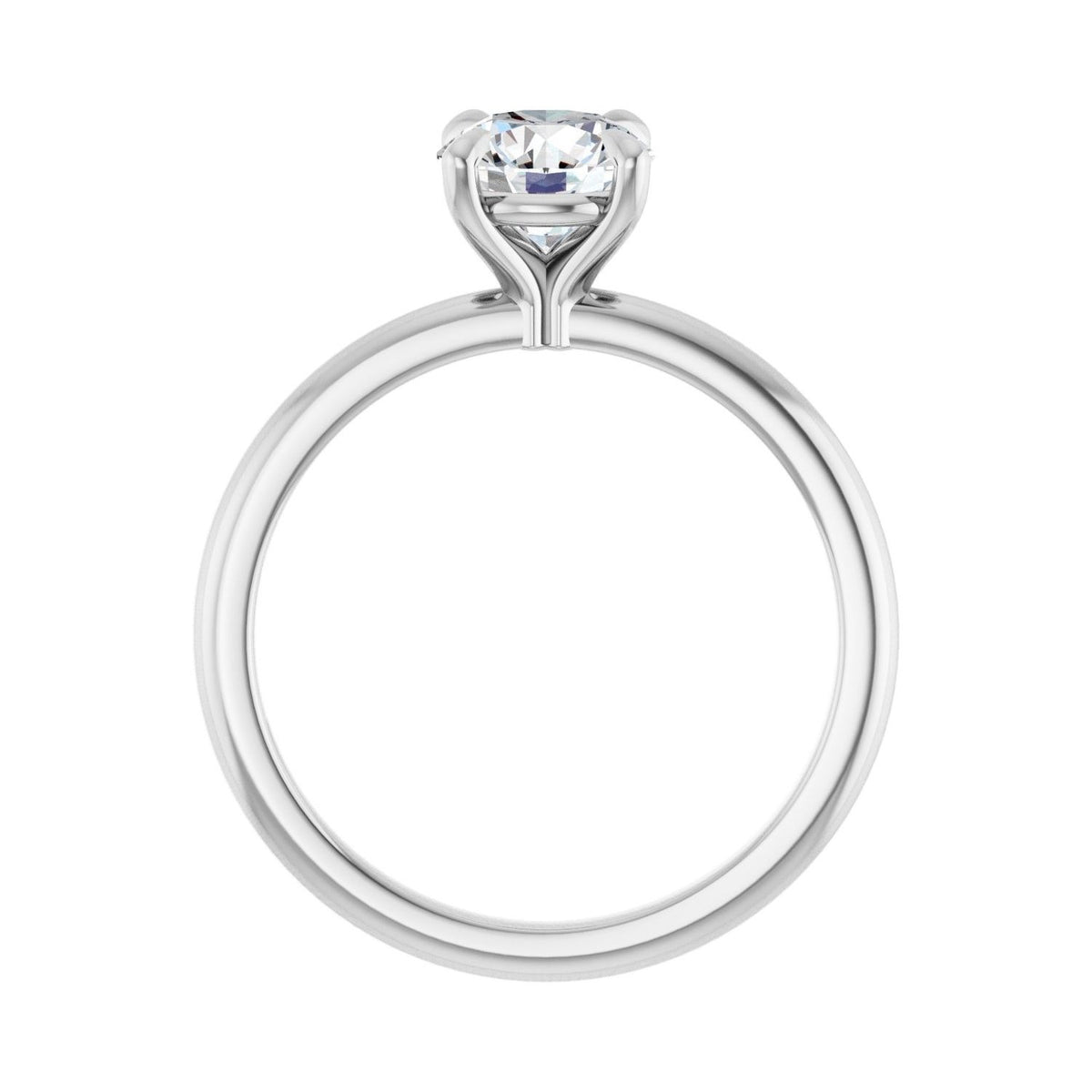 Sapphire Row Lab-Grown Round Diamond Claw-Prong Engagement Ring - 14K White Gold, 1 ctw (view 2)
