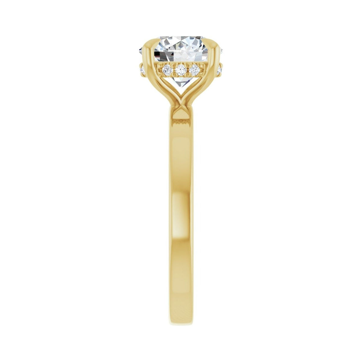 Sapphire Row Lab-Grown Round Diamond Claw-Prong Hidden Halo-Style Engagement Ring - 14K Yellow Gold, 2 ctw (view 4)