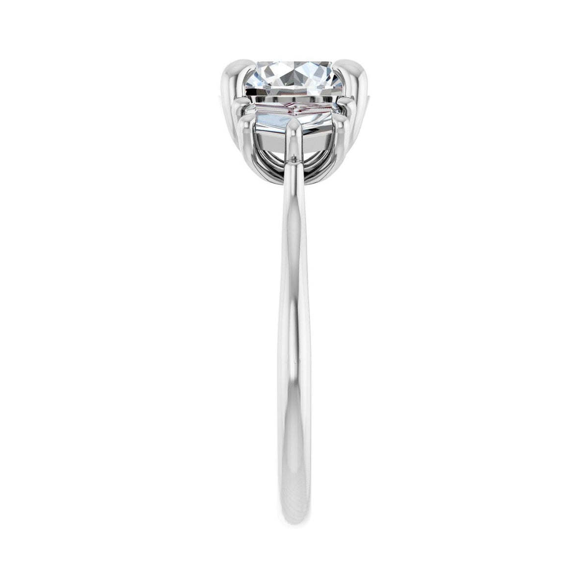 Sapphire Row Lab-Grown Round Diamond Claw-Prong Three-Stone Engagement Ring - 14K White Gold, 2 3/8 ctw (view 4)
