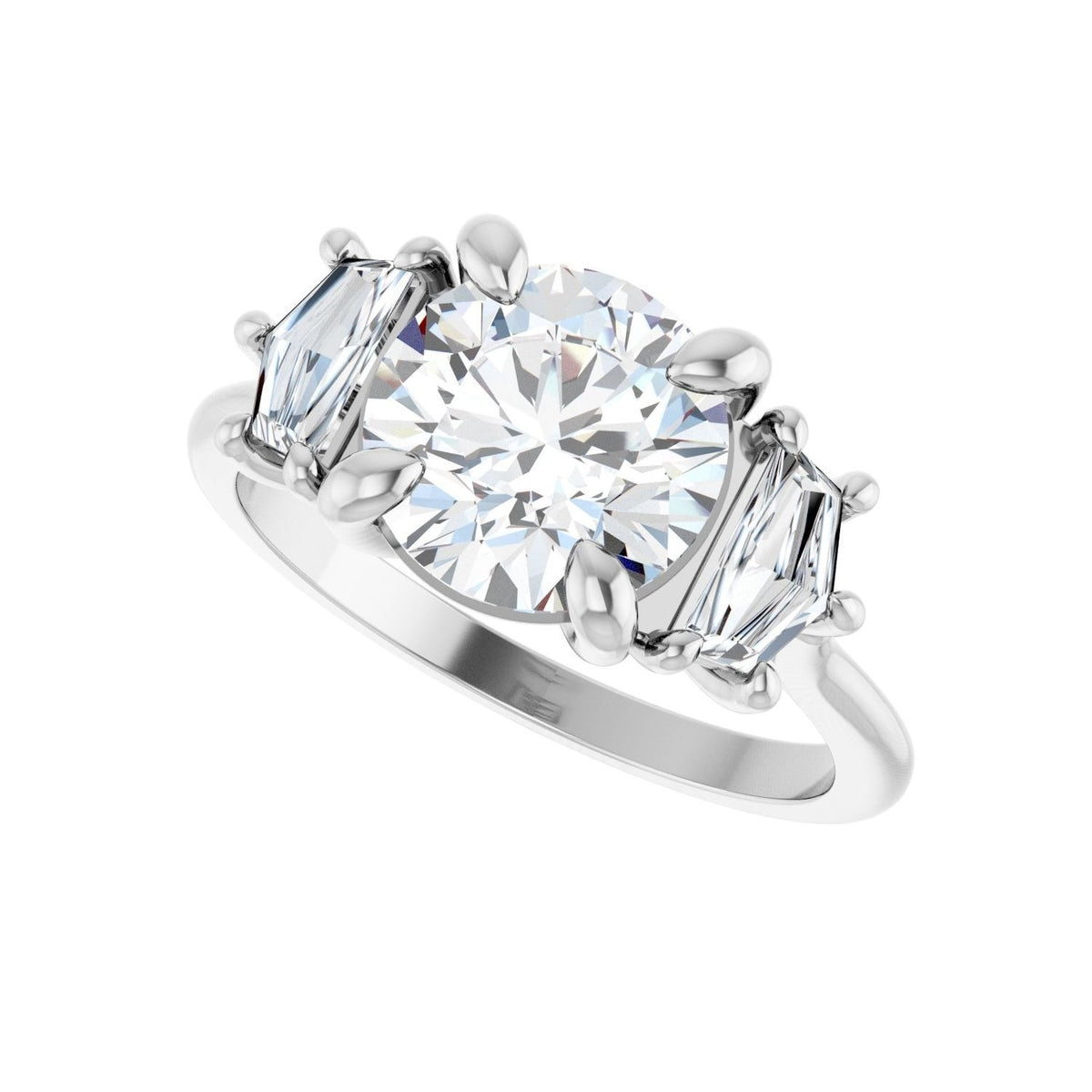Sapphire Row Lab-Grown Round Diamond Claw-Prong Three-Stone Engagement Ring - 14K White Gold, 2 3/8 ctw (view 5)