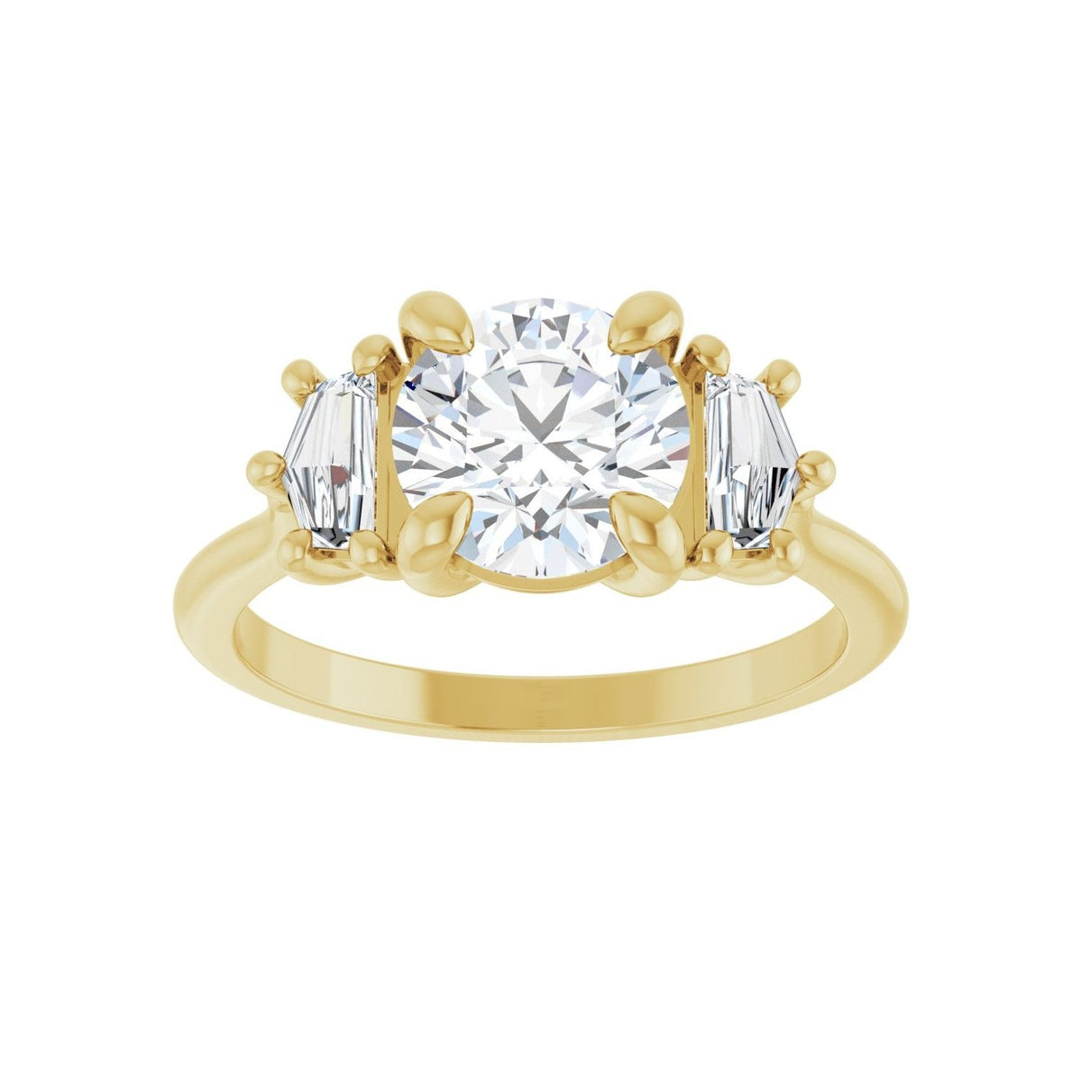 Sapphire Row Lab-Grown Round Diamond Claw-Prong Three-Stone Engagement Ring - 14K Yellow Gold, 1 7/8 ctw (view 3)