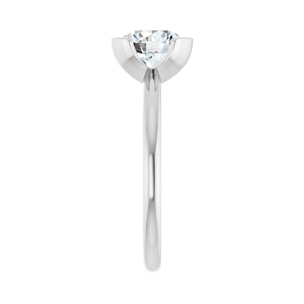 Sapphire Row Lab-Grown Round Diamond Half-Bezel Engagement Ring - 14K White Gold, 1 1/2 ctw (view 4)