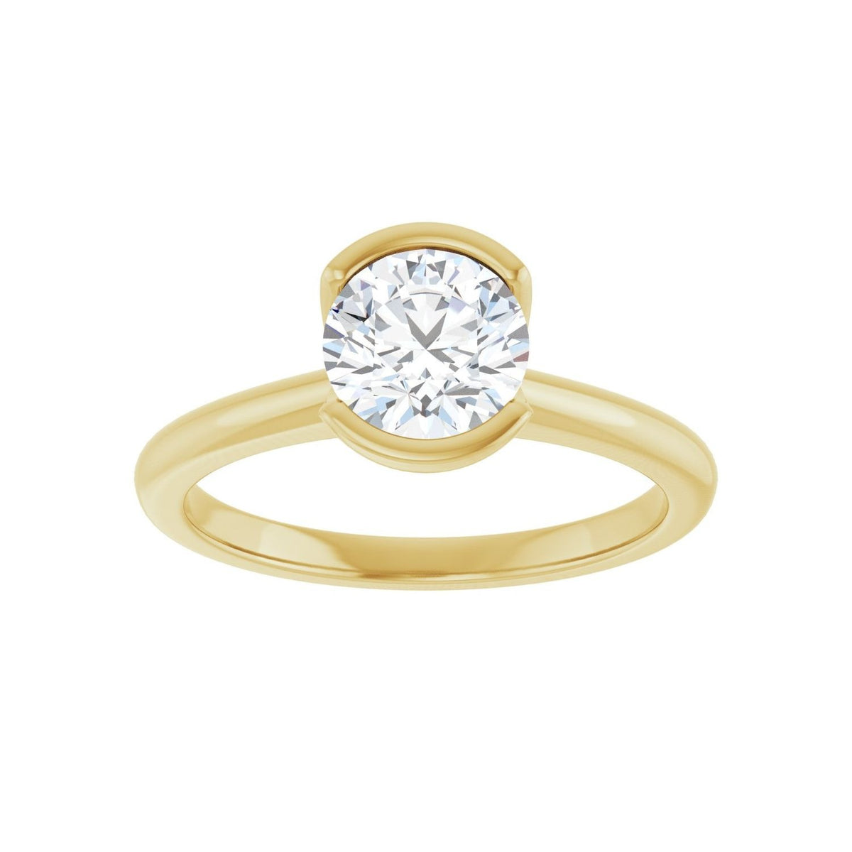 Sapphire Row Lab-Grown Round Diamond Half-Bezel Engagement Ring - 14K Yellow Gold, 1 ctw (view 3)