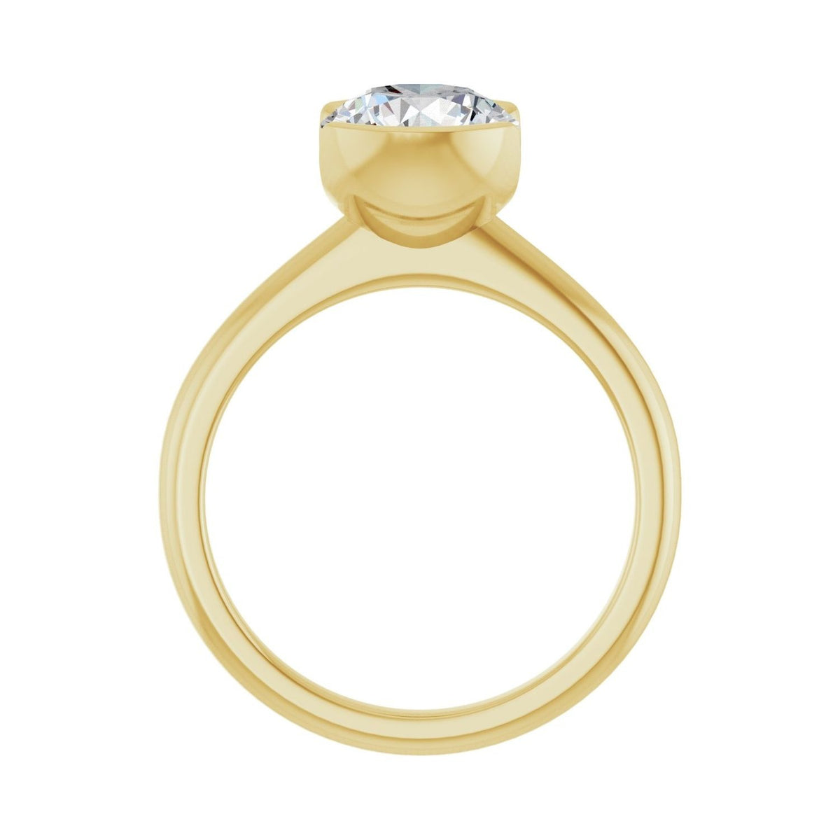 Sapphire Row Lab-Grown Round Diamond Half-Bezel Engagement Ring - 14K Yellow Gold, 2 ctw (view 2)