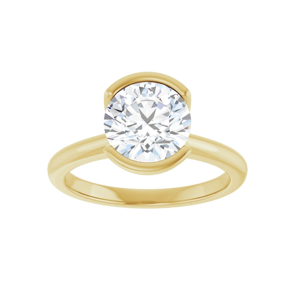 Sapphire Row Lab-Grown Round Diamond Half-Bezel Engagement Ring - 14K Yellow Gold, 2 ctw (view 3)