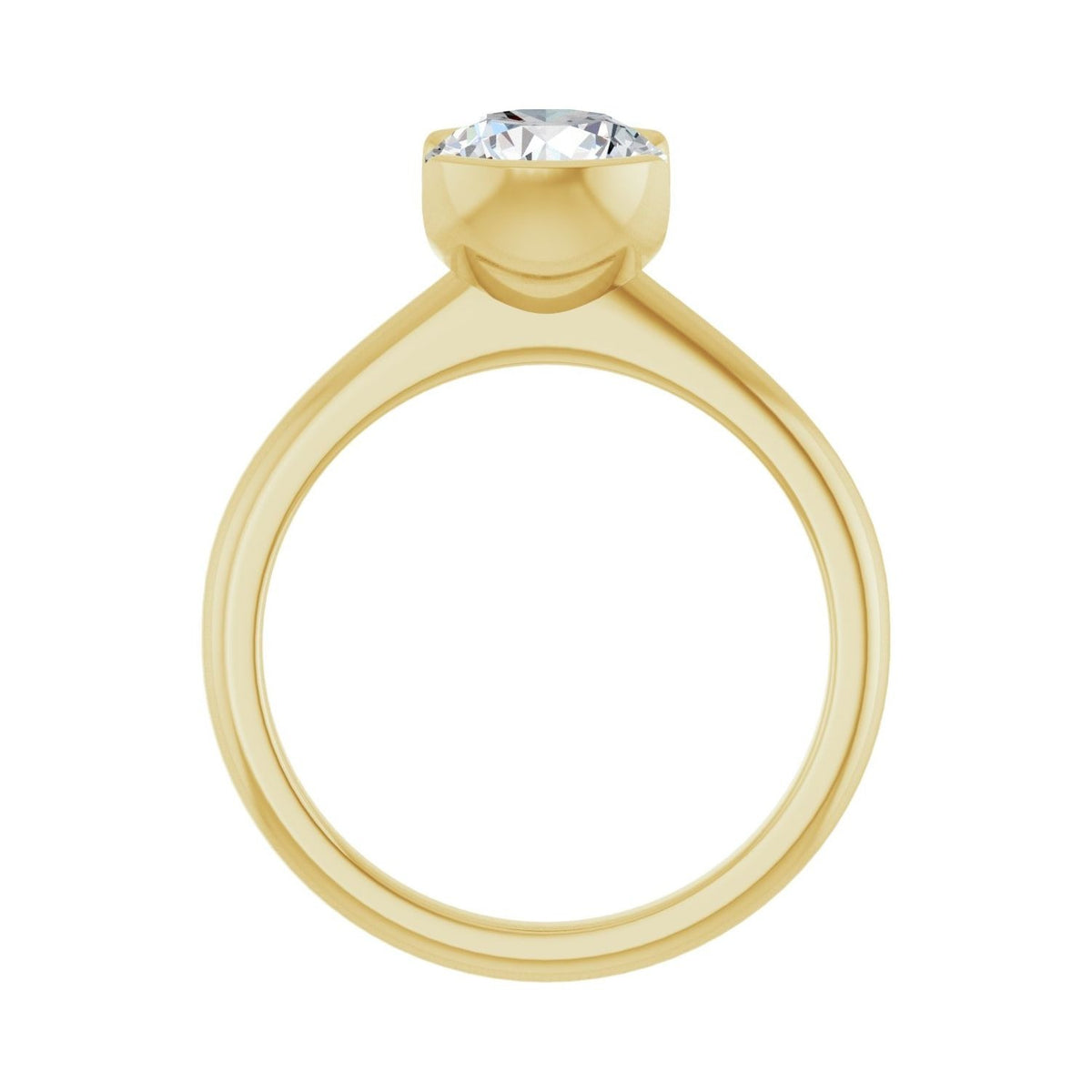 Sapphire Row Lab-Grown Round Diamond Half-Bezel Engagement Ring - 14K Yellow Gold, 1 1/2 ctw (view 2)