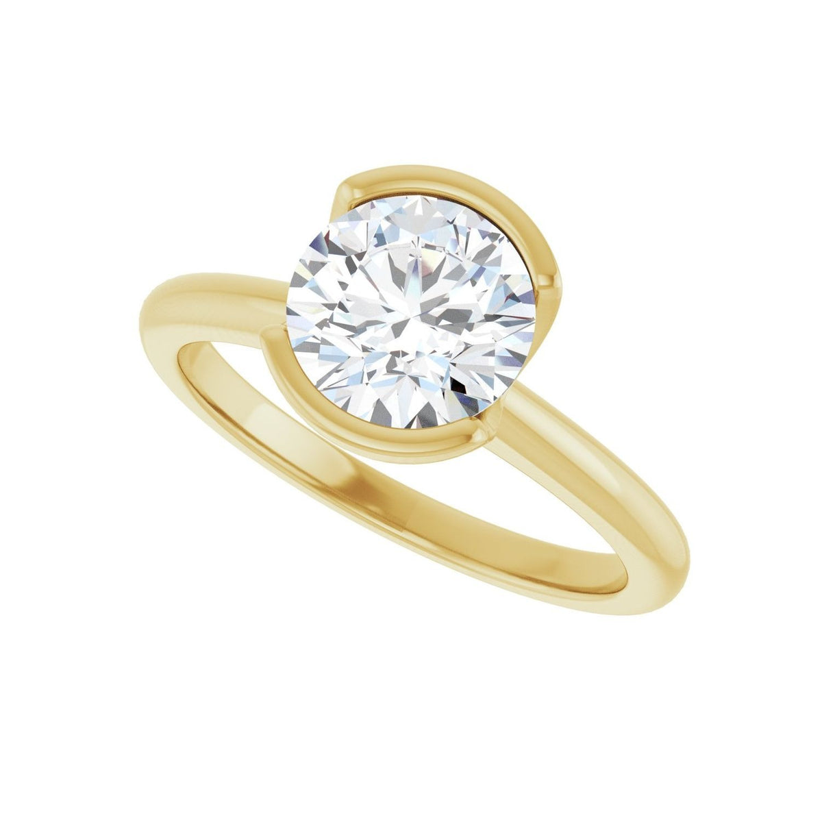Sapphire Row Lab-Grown Round Diamond Half-Bezel Engagement Ring - 14K Yellow Gold, 1 1/2 ctw (view 5)