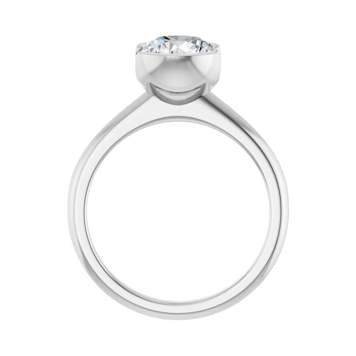 Sapphire Row Lab-Grown Round Diamond Half-Bezel Engagement Ring - 14K White Gold, 2 ctw (view 2)