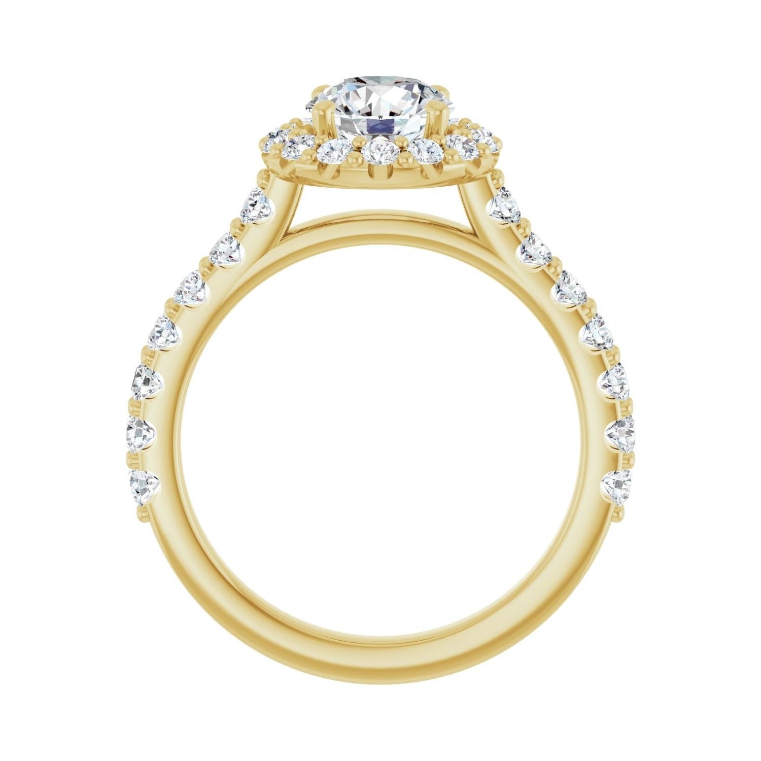 Sapphire Row Lab-Grown Round Diamond Halo-Style Engagement Ring - 14K Yellow Gold, 1 3/4 ctw (view 2)