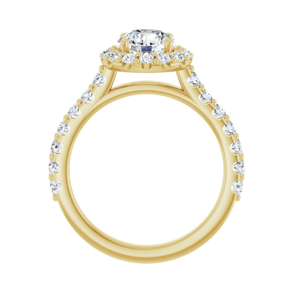 Sapphire Row Lab-Grown Round Diamond Halo-Style Engagement Ring - 14K Yellow Gold, 1 3/4 ctw (view 2)
