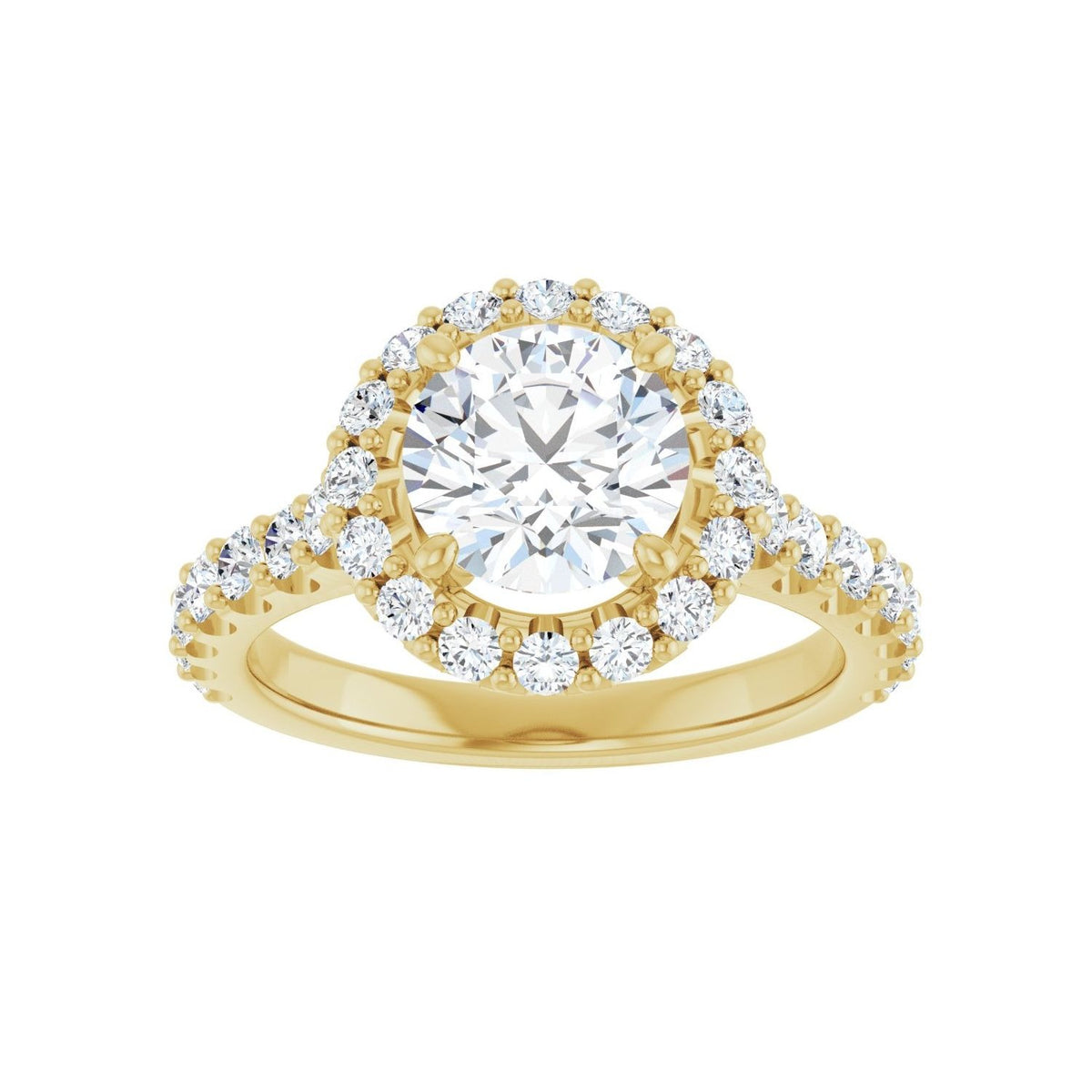 Sapphire Row Lab-Grown Round Diamond Halo-Style Engagement Ring - 14K Yellow Gold, 2 1/3 ctw (view 3)