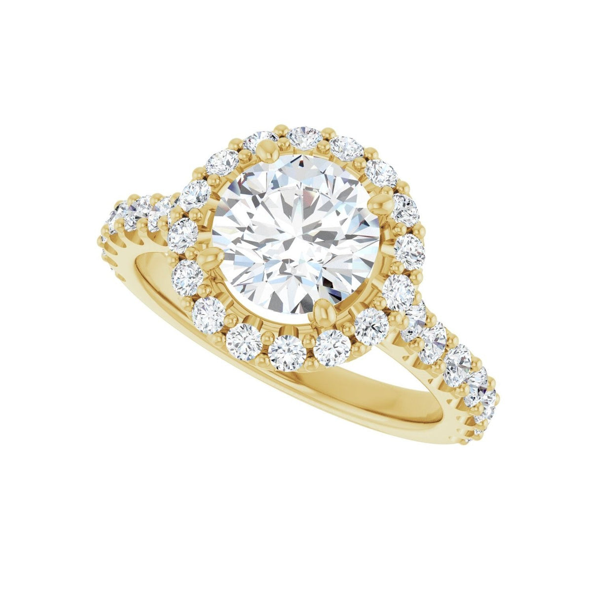 Sapphire Row Lab-Grown Round Diamond Halo-Style Engagement Ring - 14K Yellow Gold, 2 1/3 ctw (view 5)
