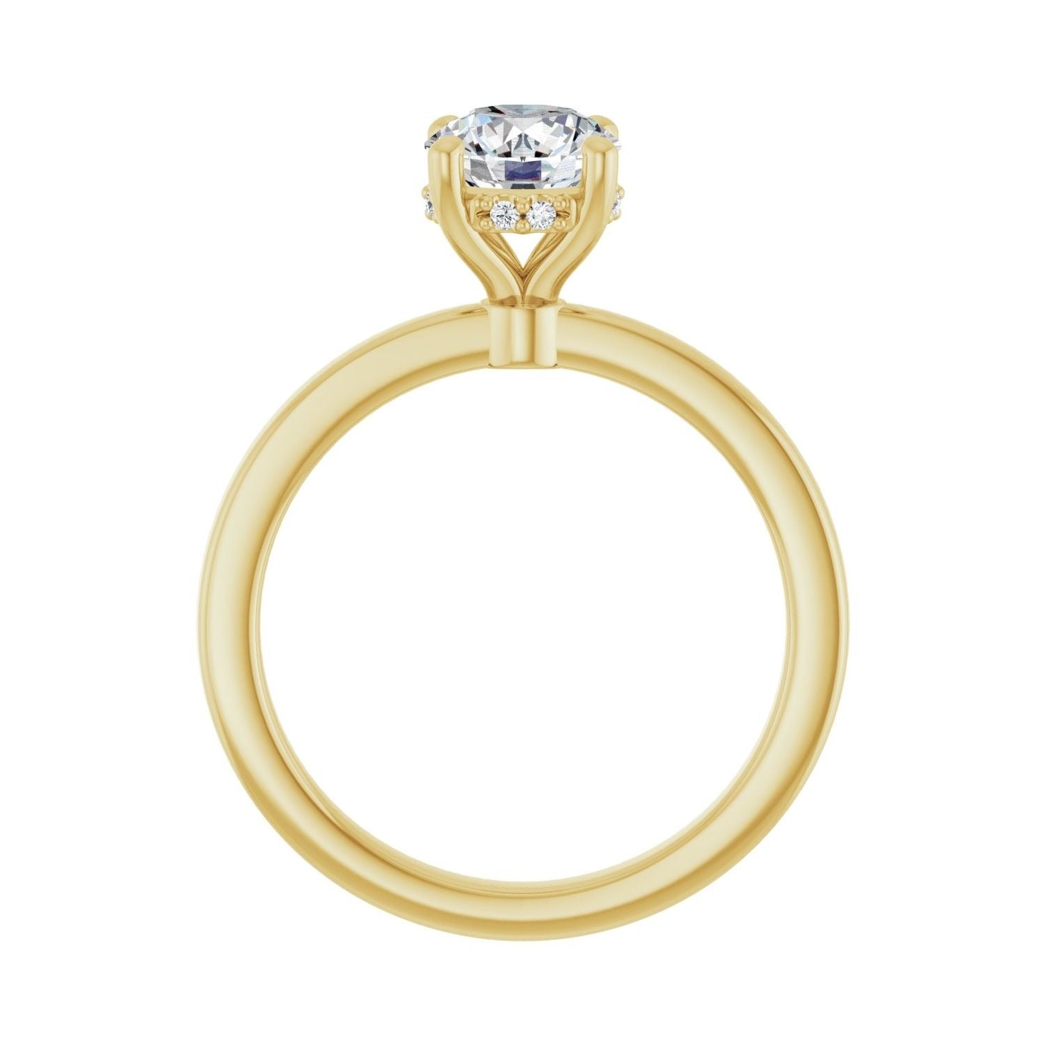 Sapphire Row Lab-Grown Round Diamond Hidden Halo-Style Engagement Ring - 14K Yellow Gold, 1 ctw (view 2)