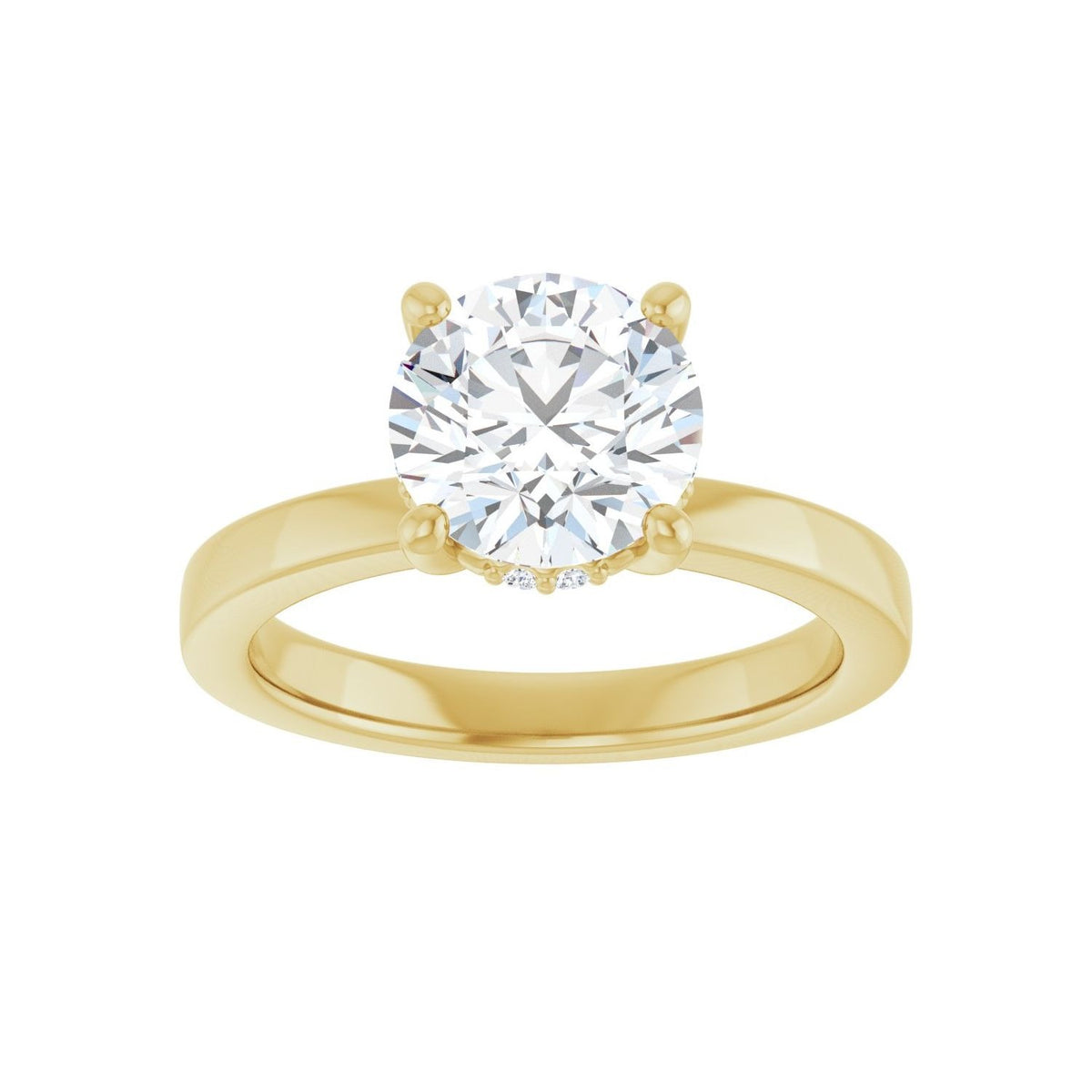 Sapphire Row Lab-Grown Round Diamond Hidden Halo-Style Engagement Ring - 14K Yellow Gold, 2 ctw (view 3)