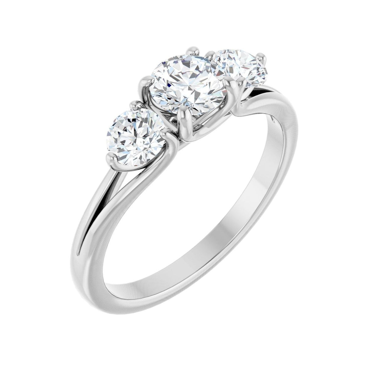 Sapphire Row Lab-Grown Round Diamond Hidden-Detail Three-Stone Engagement Ring - Platinum