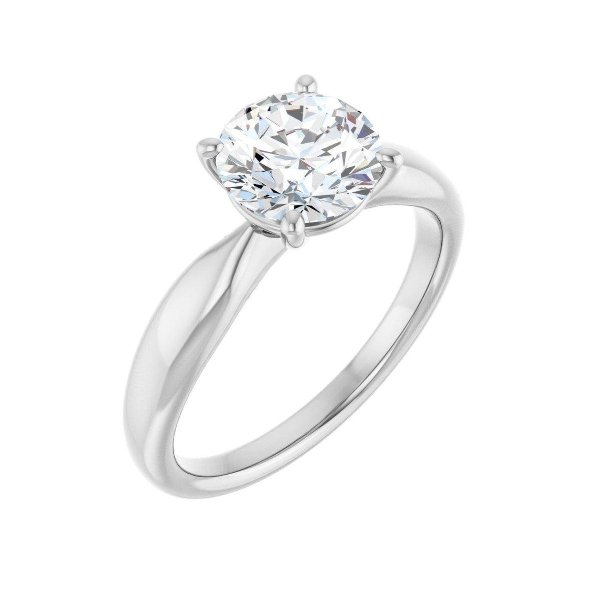 Sapphire Row Lab-Grown Round Diamond Low-Profile Solitaire Engagement Ring - 14K White Gold, 1 1/2 ctw