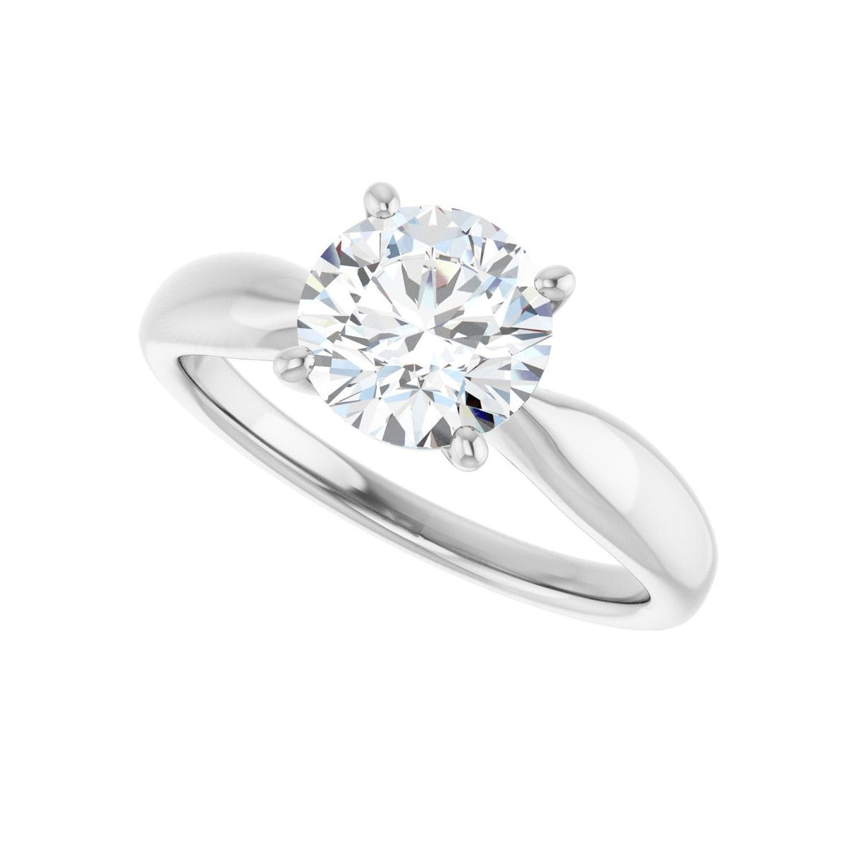 Sapphire Row Lab-Grown Round Diamond Low-Profile Solitaire Engagement Ring - 14K White Gold, 1 1/2 ctw (view 5)