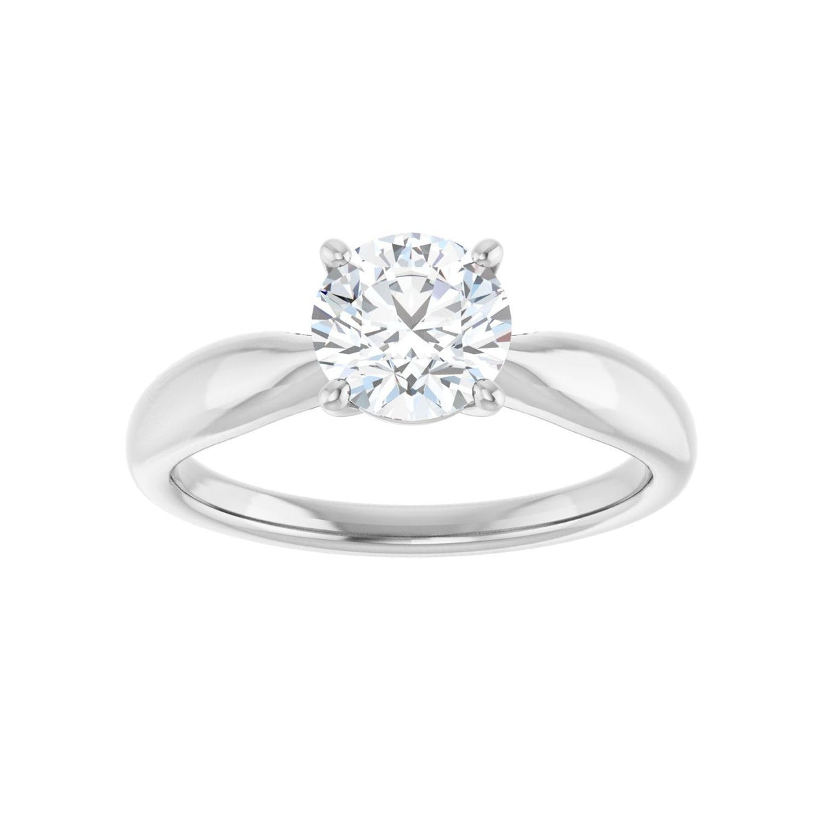 Sapphire Row Lab-Grown Round Diamond Low-Profile Solitaire Engagement Ring - 14K White Gold, 1 ctw (view 3)