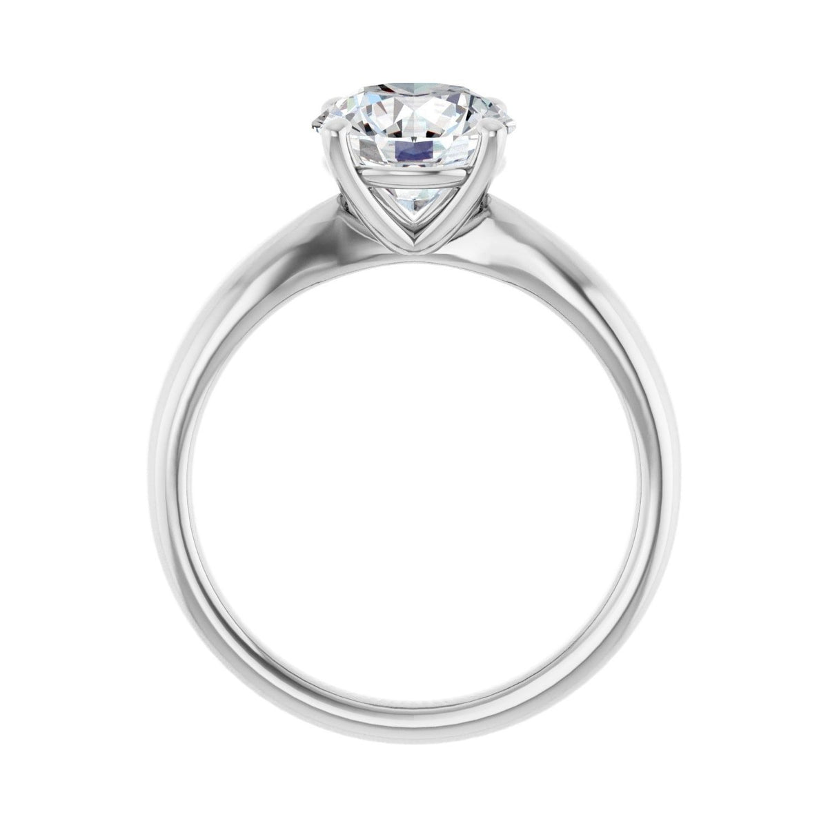 Sapphire Row Lab-Grown Round Diamond Low-Profile Solitaire Engagement Ring - 14K White Gold, 2 ctw (view 2)