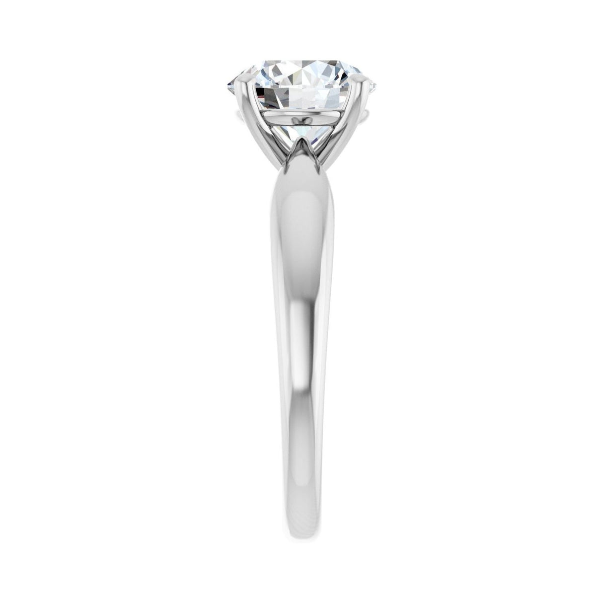 Sapphire Row Lab-Grown Round Diamond Low-Profile Solitaire Engagement Ring - 14K White Gold, 2 ctw (view 4)