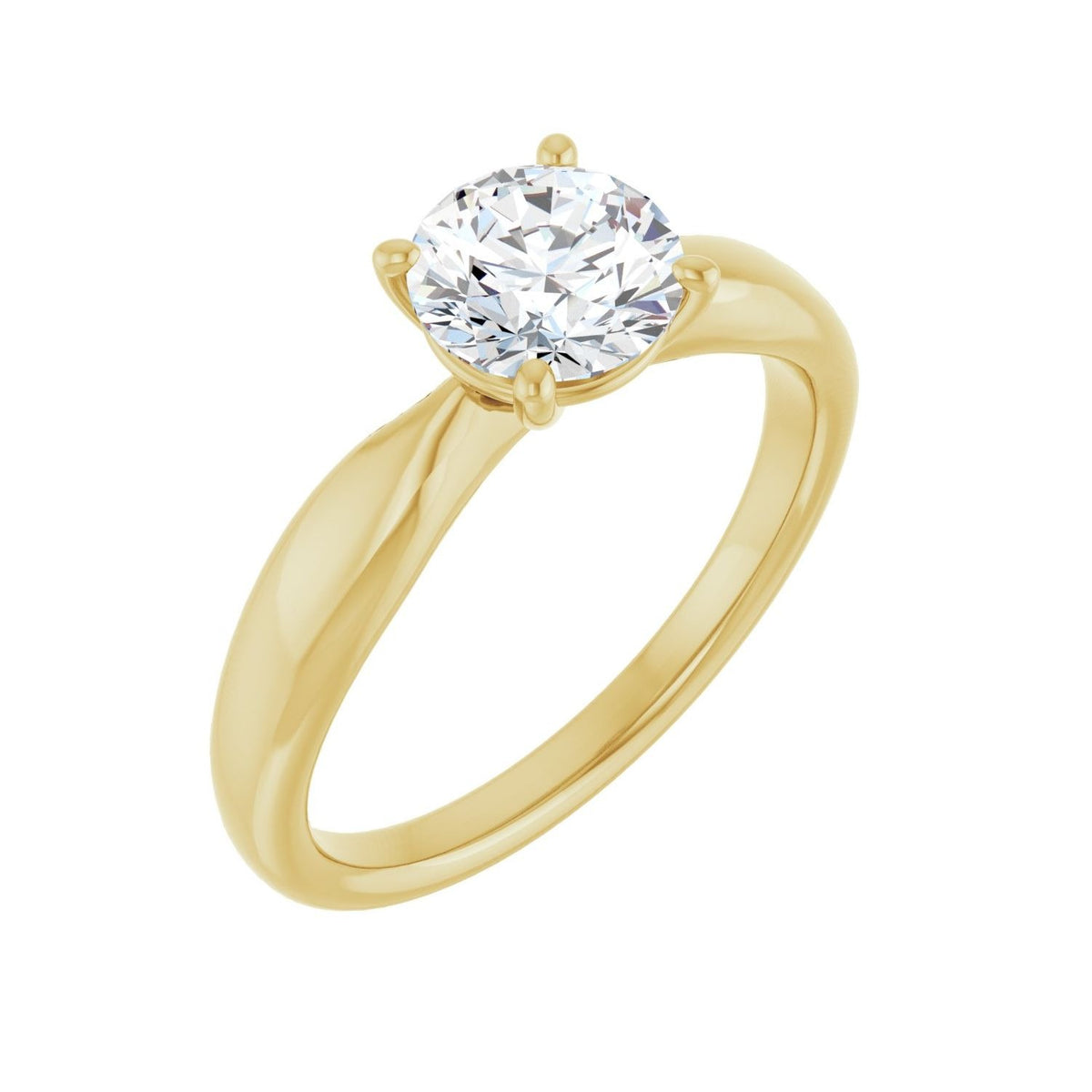 Sapphire Row Lab-Grown Round Diamond Low-Profile Solitaire Engagement Ring - 14K Yellow Gold, 1 ctw
