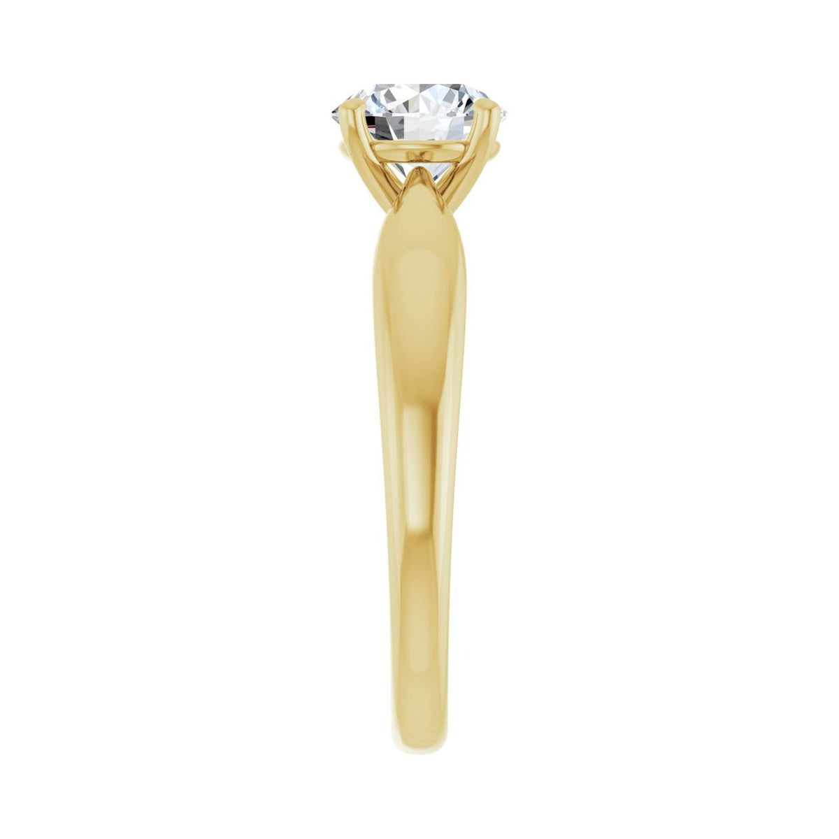 Sapphire Row Lab-Grown Round Diamond Low-Profile Solitaire Engagement Ring - 14K Yellow Gold, 1 ctw (view 4)