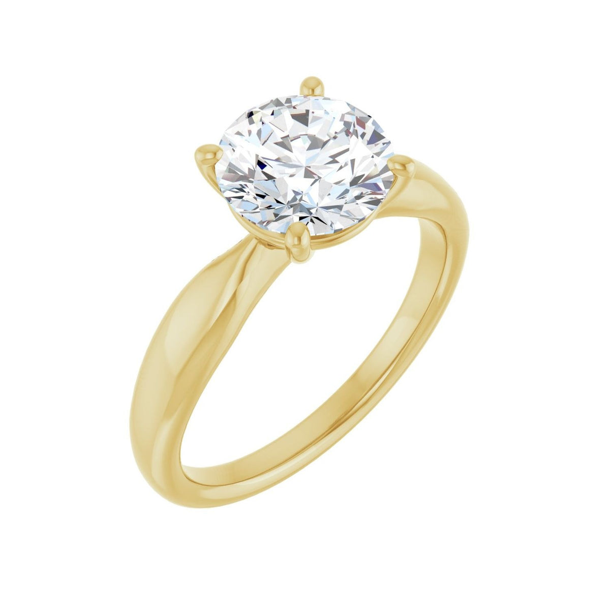 Sapphire Row Lab-Grown Round Diamond Low-Profile Solitaire Engagement Ring - 14K Yellow Gold, 2 ctw
