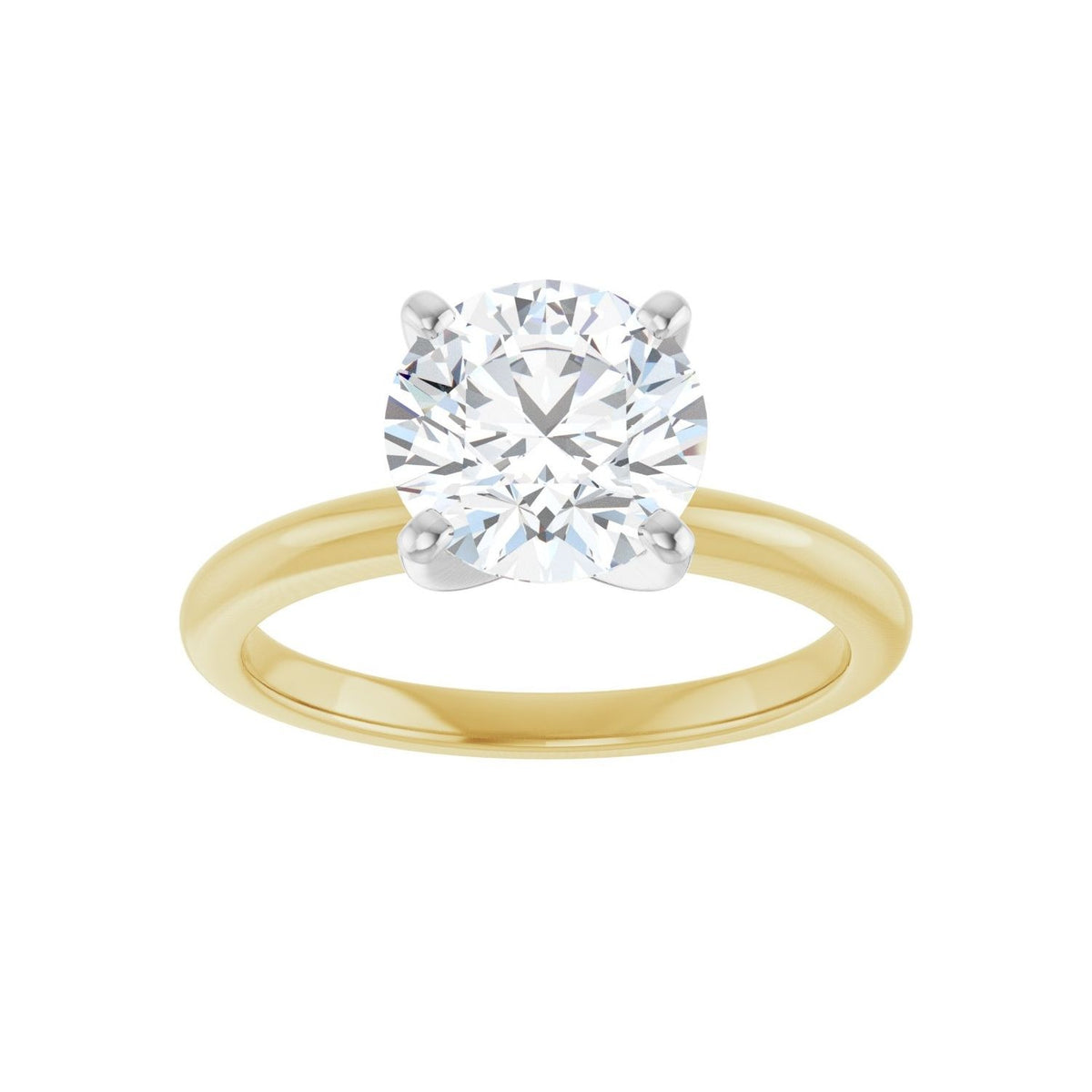 Sapphire Row Lab-Grown Round Diamond Solitaire Engagement Ring - 14K Yellow & White Gold, 2 ctw (view 3)