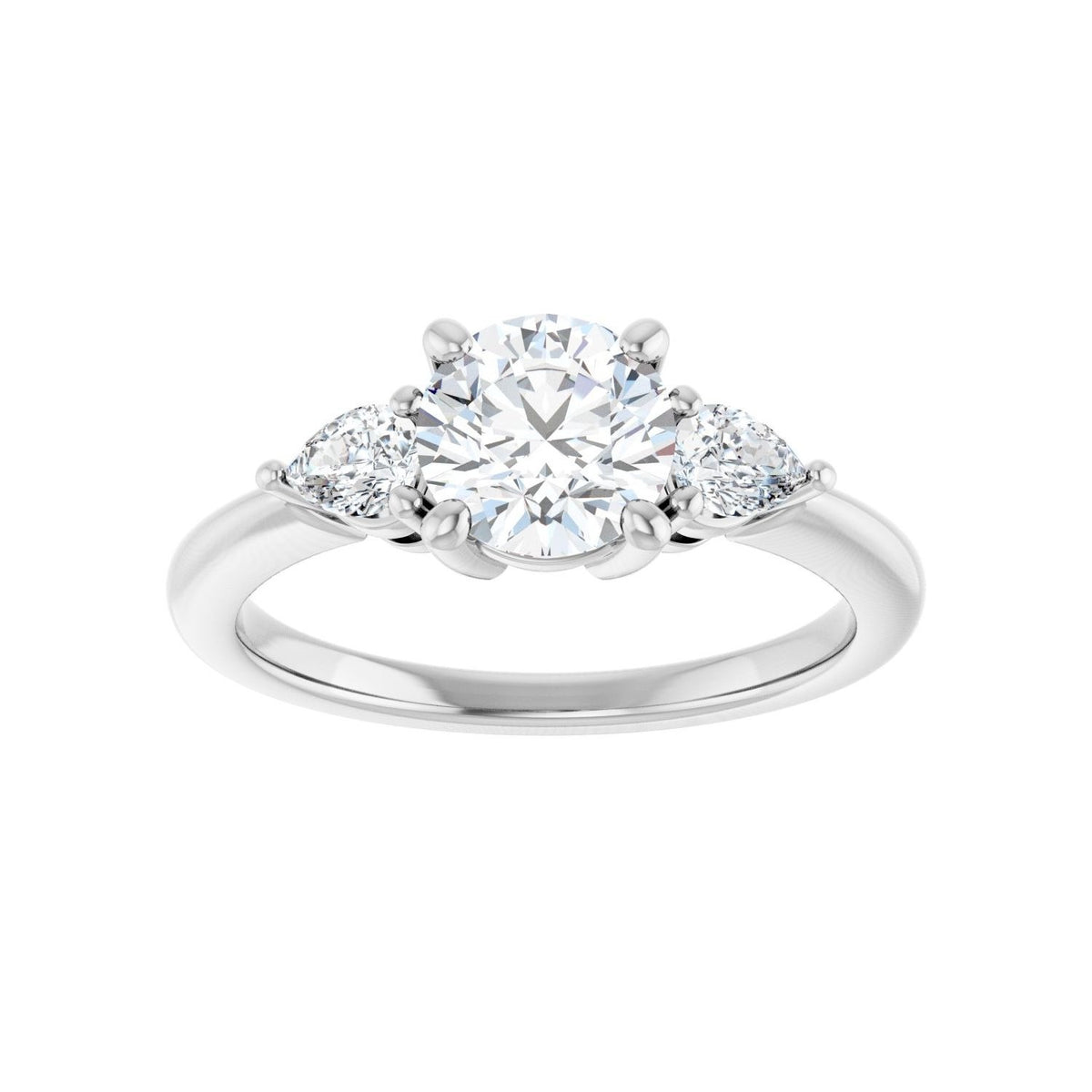 Sapphire Row Lab-Grown Round Diamond Three-Stone Engagement Ring - 14K White Gold, 1 1/4 ctw (view 3)