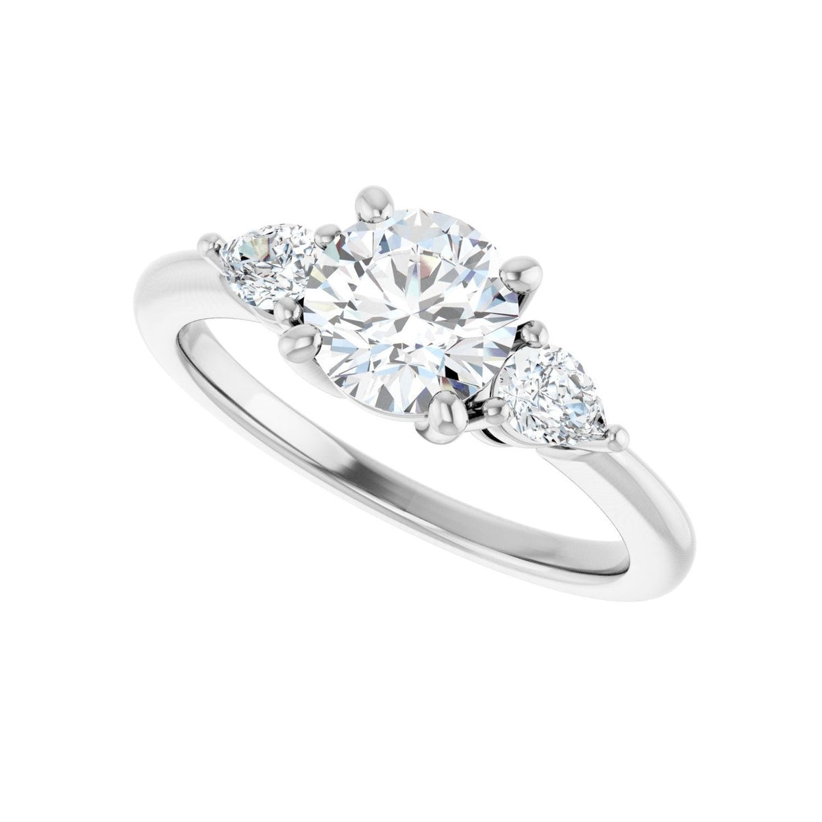Sapphire Row Lab-Grown Round Diamond Three-Stone Engagement Ring - 14K White Gold, 1 1/4 ctw (view 5)