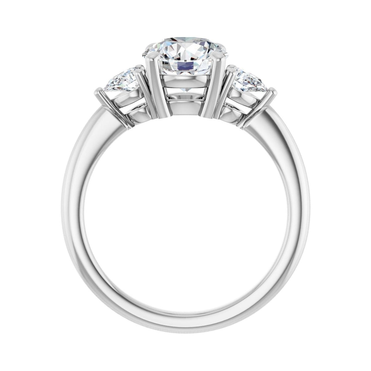 Sapphire Row Lab-Grown Round Diamond Three-Stone Engagement Ring - 14K White Gold, 1 3/4 ctw (view 2)