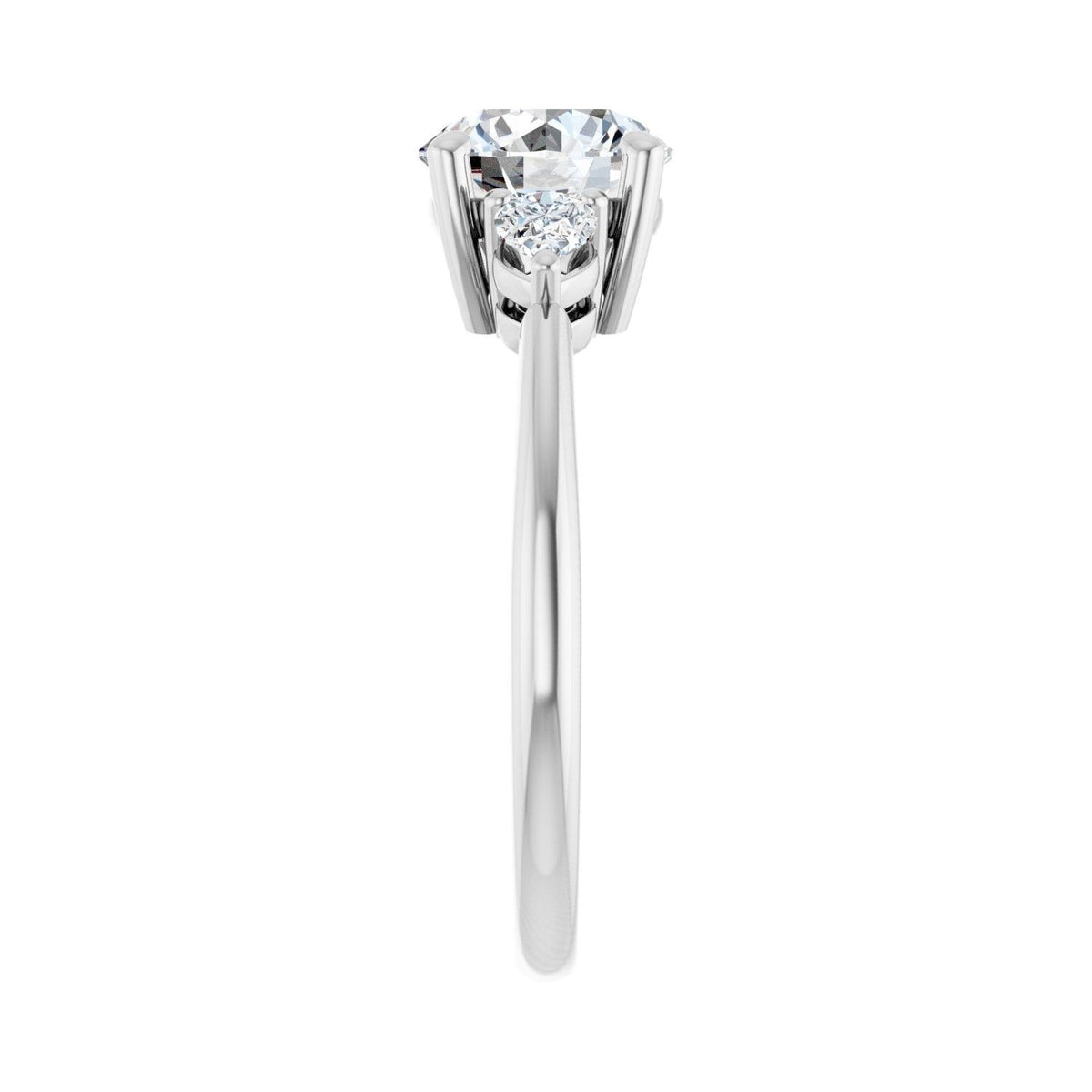 Sapphire Row Lab-Grown Round Diamond Three-Stone Engagement Ring - 14K White Gold, 1 3/4 ctw (view 4)