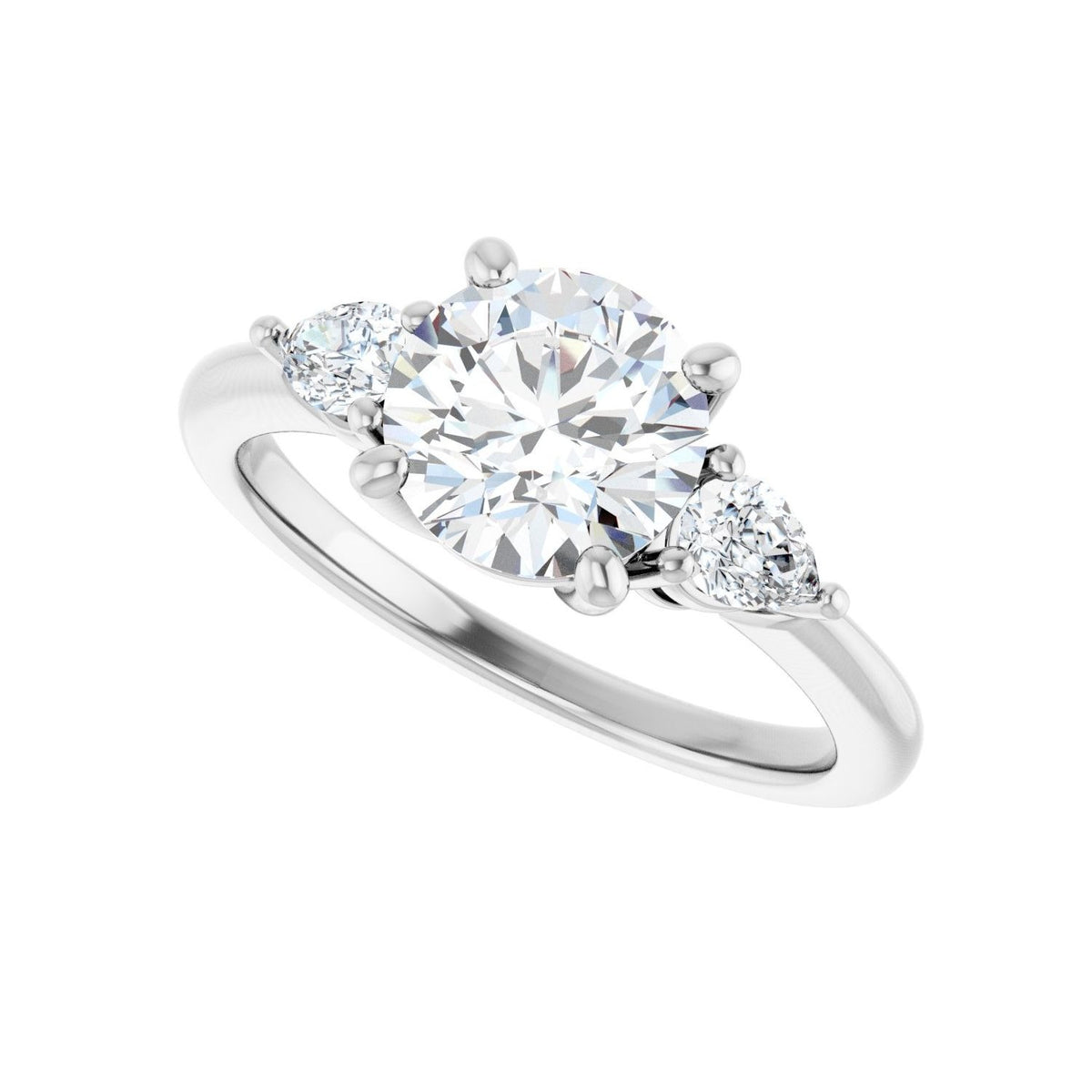 Sapphire Row Lab-Grown Round Diamond Three-Stone Engagement Ring - 14K White Gold, 1 3/4 ctw (view 5)