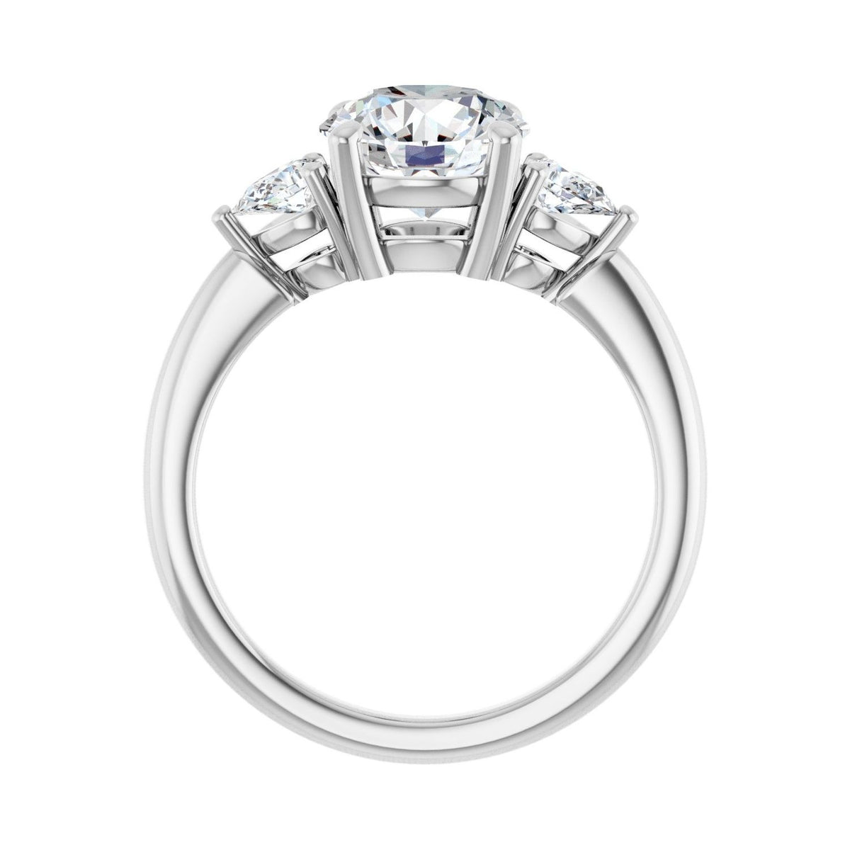 Sapphire Row Lab-Grown Round Diamond Three-Stone Engagement Ring - 14K White Gold, 2 1/4 ctw (view 2)