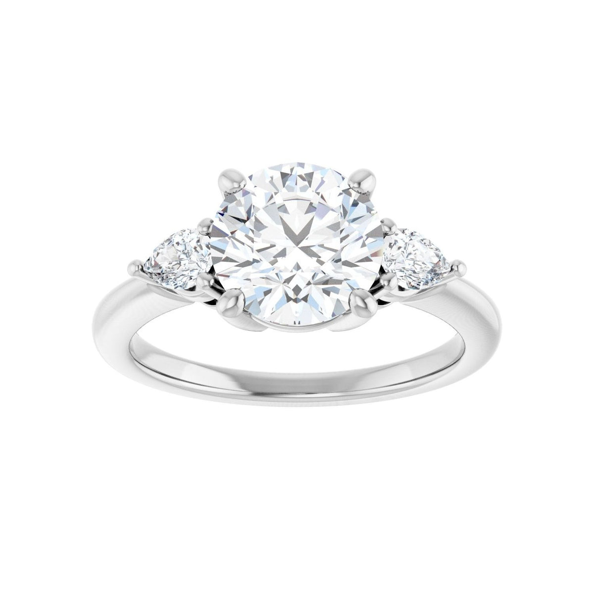 Sapphire Row Lab-Grown Round Diamond Three-Stone Engagement Ring - 14K White Gold, 2 1/4 ctw (view 3)