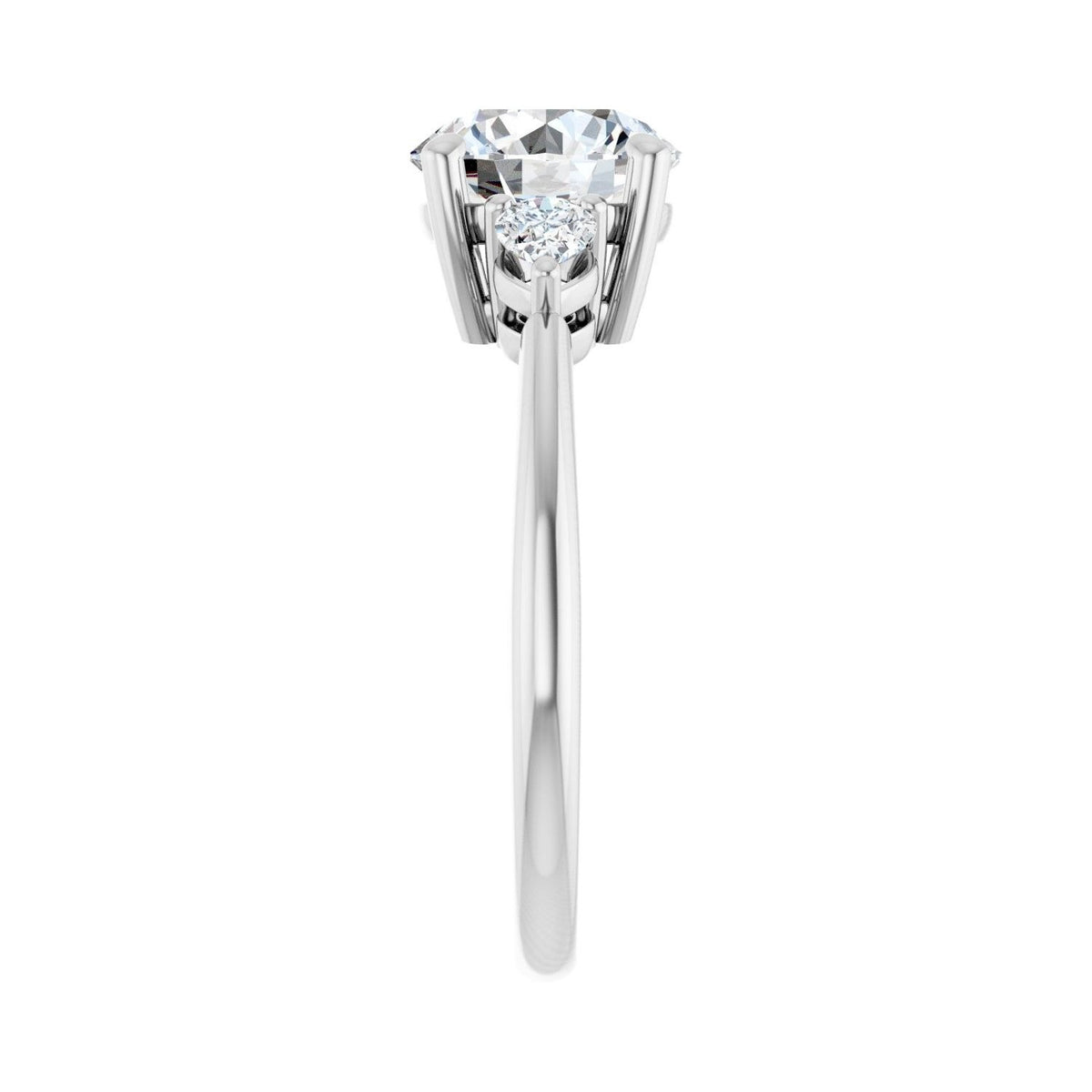 Sapphire Row Lab-Grown Round Diamond Three-Stone Engagement Ring - 14K White Gold, 2 1/4 ctw (view 4)