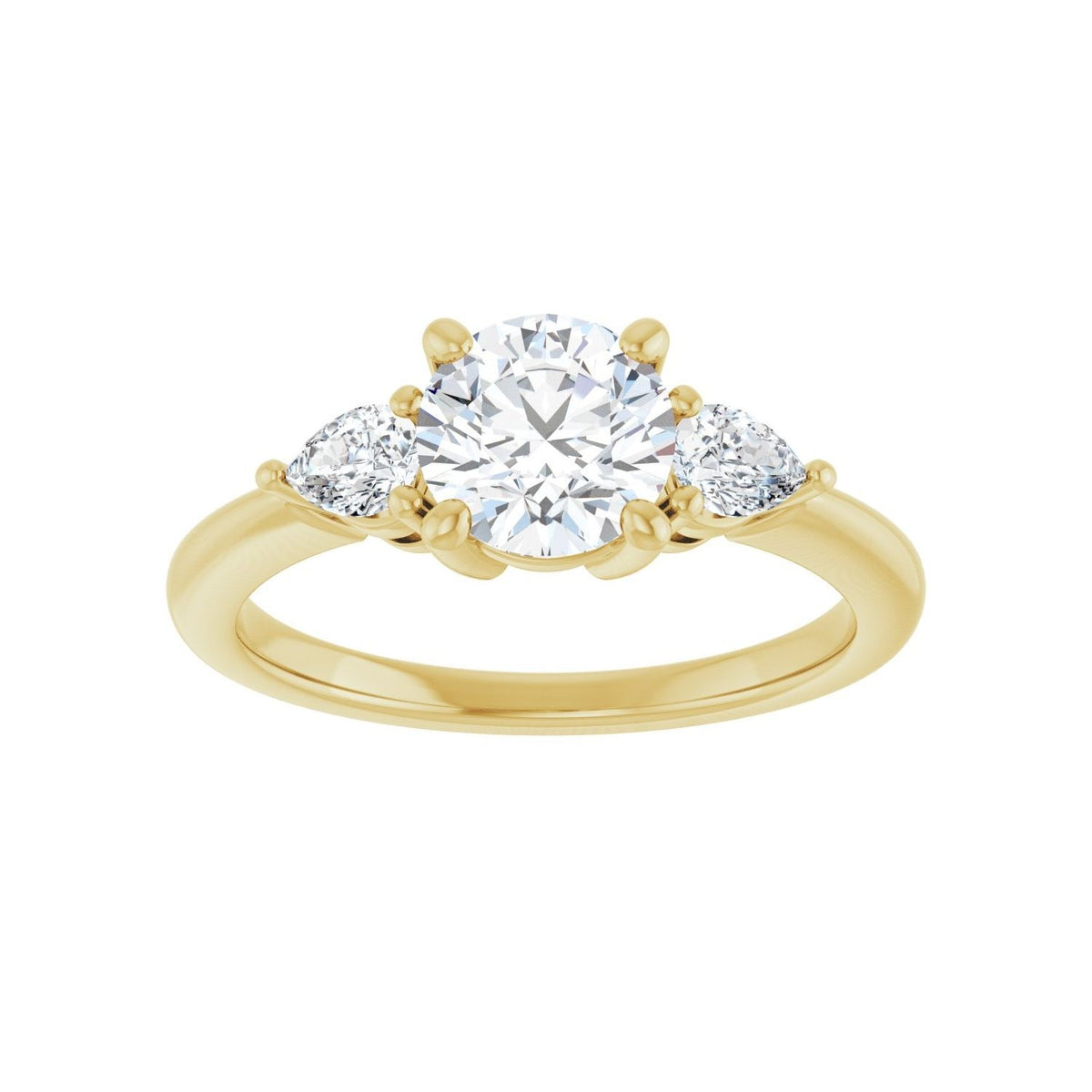 Sapphire Row Lab-Grown Round Diamond Three-Stone Engagement Ring - 14K Yellow Gold, 1 1/4 ctw (view 3)