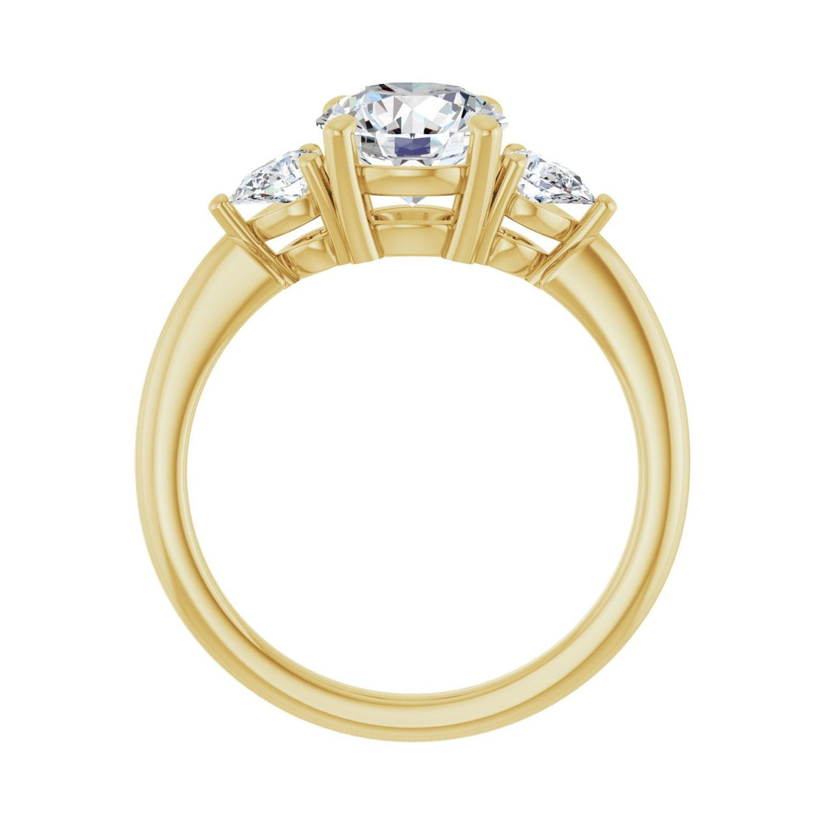Sapphire Row Lab-Grown Round Diamond Three-Stone Engagement Ring - 14K Yellow Gold, 1 3/4 ctw (view 2)