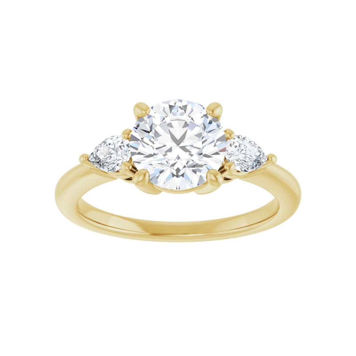 Sapphire Row Lab-Grown Round Diamond Three-Stone Engagement Ring - 14K Yellow Gold, 1 3/4 ctw (view 3)