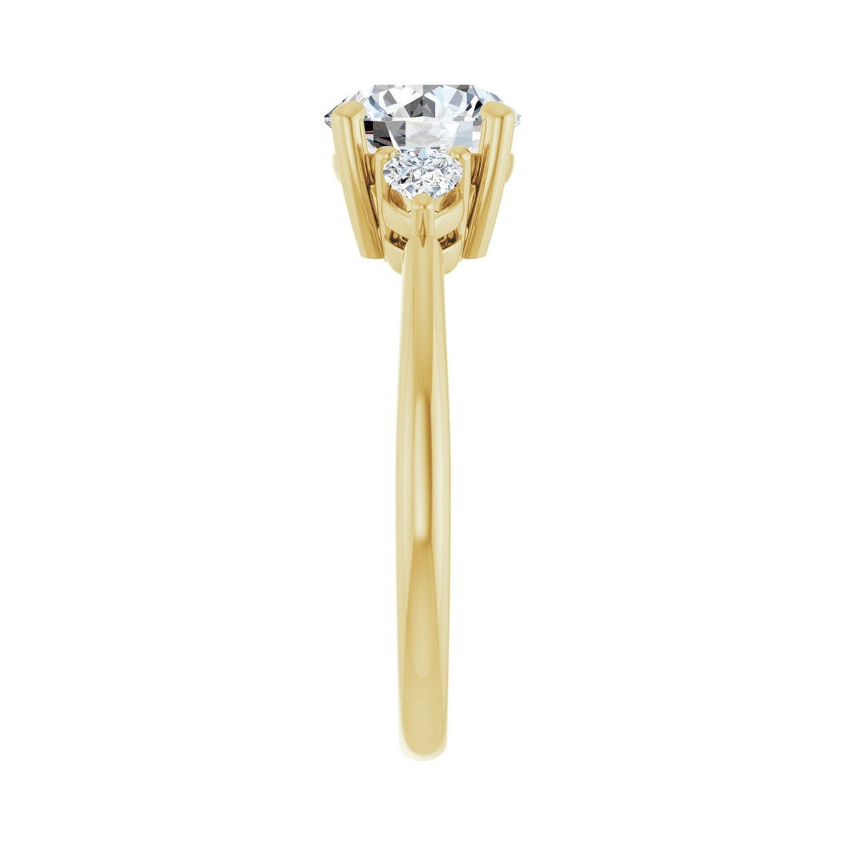 Sapphire Row Lab-Grown Round Diamond Three-Stone Engagement Ring - 14K Yellow Gold, 1 3/4 ctw (view 4)