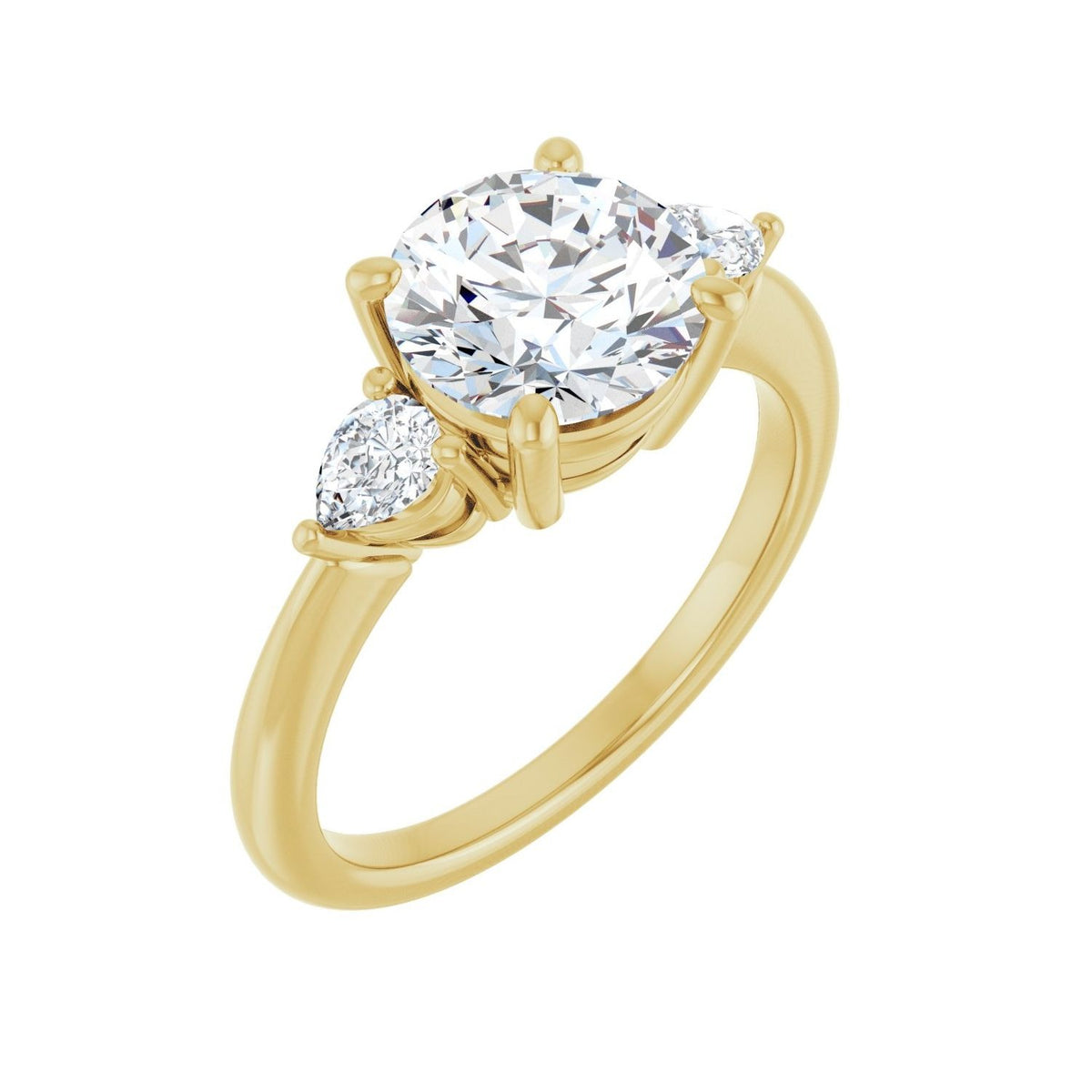 Sapphire Row Lab-Grown Round Diamond Three-Stone Engagement Ring - 14K Yellow Gold, 2 1/4 ctw