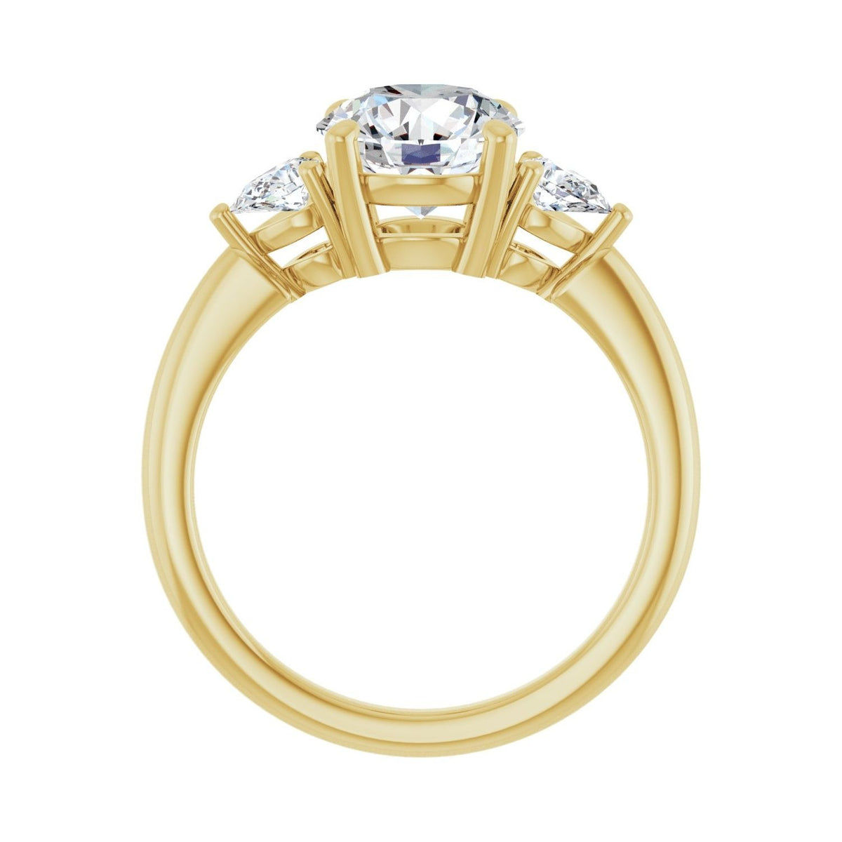 Sapphire Row Lab-Grown Round Diamond Three-Stone Engagement Ring - 14K Yellow Gold, 2 1/4 ctw (view 2)