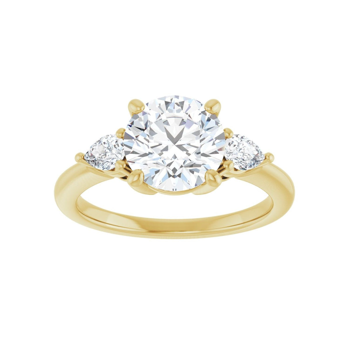 Sapphire Row Lab-Grown Round Diamond Three-Stone Engagement Ring - 14K Yellow Gold, 2 1/4 ctw (view 3)