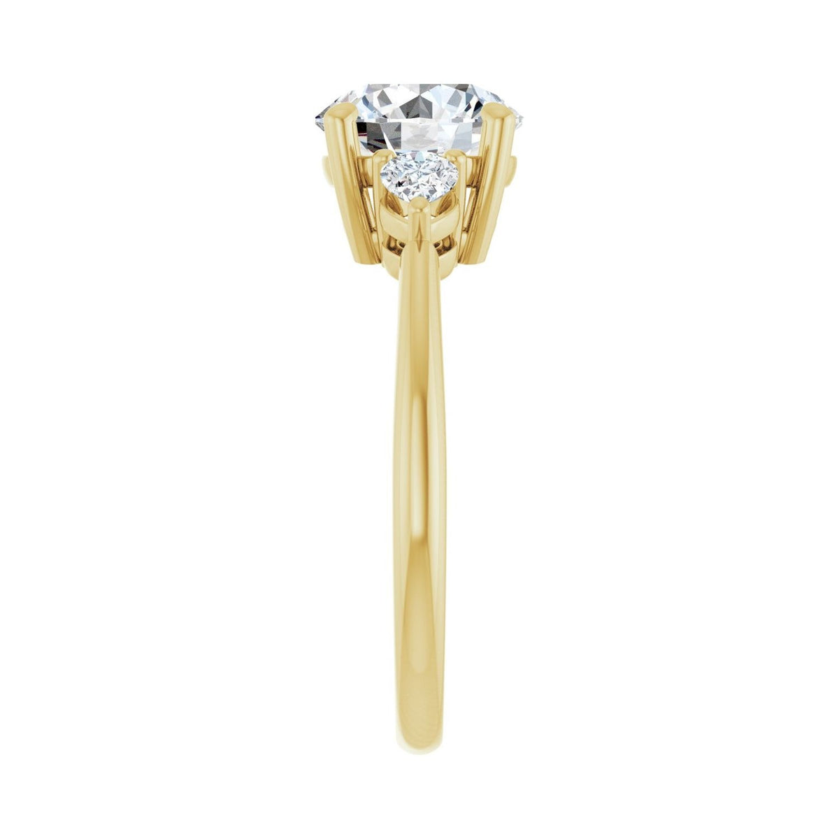 Sapphire Row Lab-Grown Round Diamond Three-Stone Engagement Ring - 14K Yellow Gold, 2 1/4 ctw (view 4)