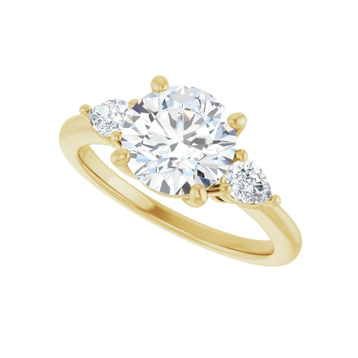 Sapphire Row Lab-Grown Round Diamond Three-Stone Engagement Ring - 14K Yellow Gold, 2 1/4 ctw (view 5)