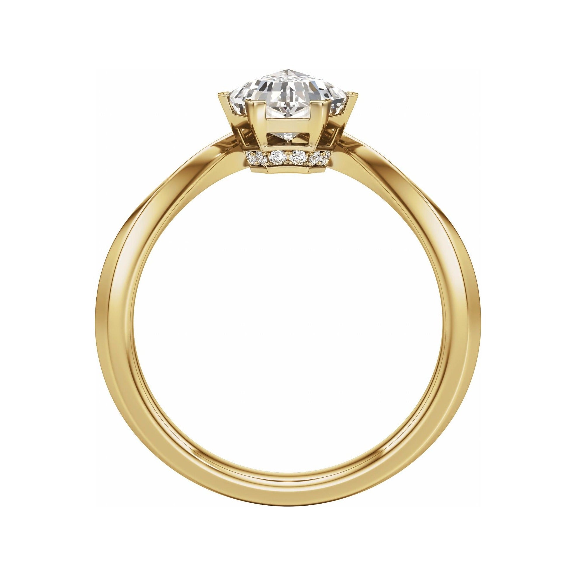 Sapphire Row Lab-Grown Shield Diamond Hidden Halo-Style Engagement Ring - 14K Yellow Gold, 1 ctw (view 2)