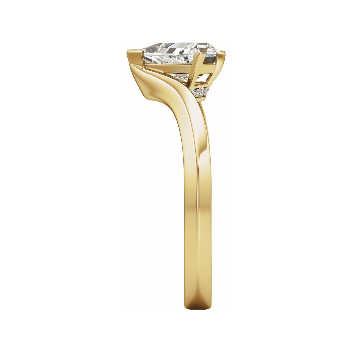Sapphire Row Lab-Grown Shield Diamond Hidden Halo-Style Engagement Ring - 14K Yellow Gold, 1 ctw (view 4)